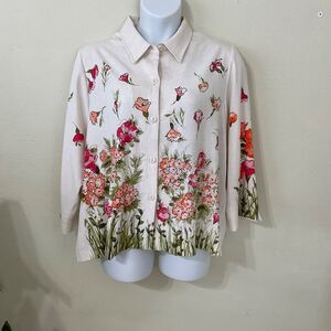 DRAPER'S & DAMON'S WOMEN'S 2X SHIRT OR LIGHT JACKET Floral Embroidered Shacket